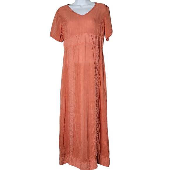 Johnny Was Collection Maxi Dress Small Orange Rayon  Boho Festival Flawed - Picture 1 of 13